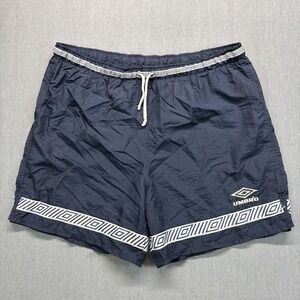Vtg 90s Umbro Shorts Mens Medium Blue Soccer Rugby Windbreaker